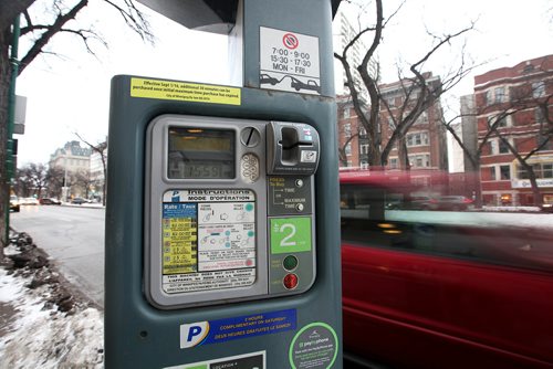 RUTH BONNEVILLE / WINNIPEG FREE PRESS

Visuals for story on parking rates going up in Winnipeg.
Photos of parking meters on various down town streets. 

See parking rate hike story.  
Nov 23, 2017