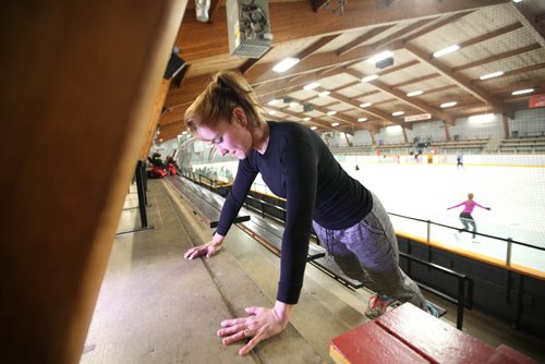 RUTH BONNEVILLE / WINNIPEG FREE PRESS


Health story. Pam Hill, mother of two young adult children, has found many ways to keep healthy and active over the years even while involved with her kids sporting activities.   Hill uses her time spent at arenas wisely during their practices doing her own fitness routine like, climbing stairs, push ups etc in the bleacher area of Eric Coy Arena.  

-- 
See Joel Schlesinger Health story. 

Nov 23, 2017