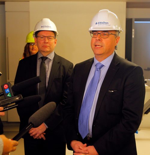 BORIS MINKEVICH / WINNIPEG FREE PRESS
Photo from tour of new HSC Winnipeg Womens Hospital. From left, Glenn McLennan, Chief Financial Officer, Shared Health and Réal Cloutier, Interim President and CEO, Winnipeg Regional Health Authority. JANE STORY. Dec. 6, 2017