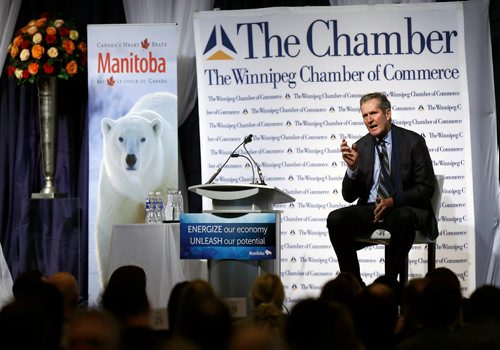 WAYNE GLOWACKI / WINNIPEG FREE PRESS

Premier Brian Pallister delivers his State of the Province at the Winnipeg Chamber of Commerce luncheon in the RBC Convention Centre Thursday. Dan Lett /Nick Martin / Larry Kusch  stories  Dec. 7  2017