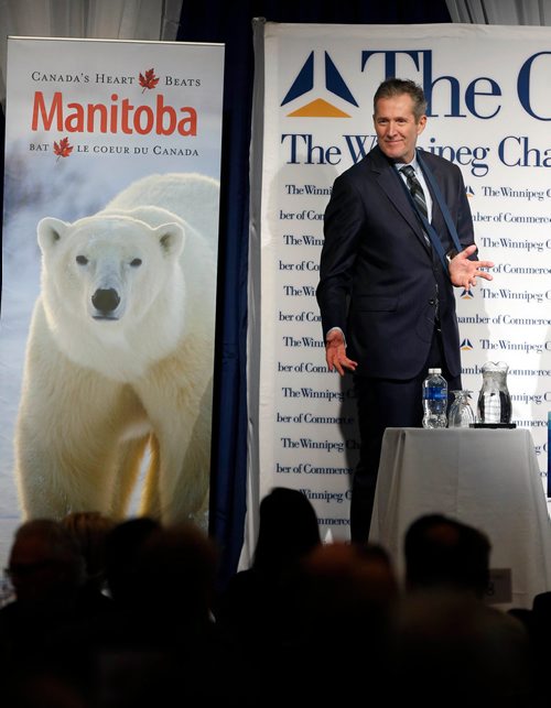 WAYNE GLOWACKI / WINNIPEG FREE PRESS

Premier Brian Pallister walks on stage to deliver his State of the Province at the Winnipeg Chamber of Commerce luncheon in the RBC Convention Centre Thursday. Dan Lett /Nick Martin / Larry Kusch  stories  Dec. 7  2017