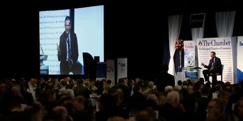 WAYNE GLOWACKI / WINNIPEG FREE PRESS

Premier Brian Pallister delivers his State of the Province at the Winnipeg Chamber of Commerce luncheon in the RBC Convention Centre Thursday. Dan Lett /Nick Martin / Larry Kusch  stories  Dec. 7  2017