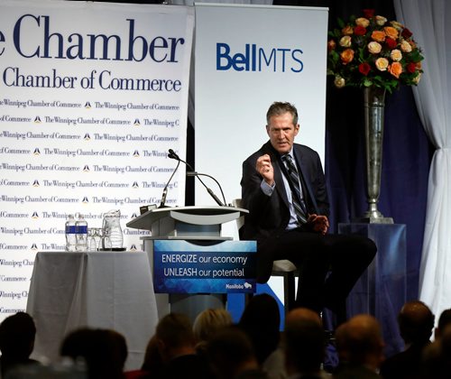 WAYNE GLOWACKI / WINNIPEG FREE PRESS

Premier Brian Pallister delivers his State of the Province at the Winnipeg Chamber of Commerce luncheon in the RBC Convention Centre Thursday. Dan Lett /Nick Martin / Larry Kusch  stories  Dec. 7  2017