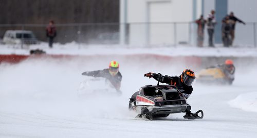 TREVOR HAGAN / WINNIPEG FREE PRESS
Greg Shepertycky (707) from Rocky Mountain House, AB, leads the PM 340/SM 340SS 440 Final during CPTC racing in Beausejour, Sunday, December 10, 2017.