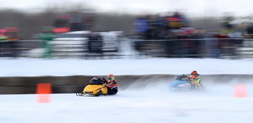 TREVOR HAGAN / WINNIPEG FREE PRESS
Racers compete in the Pro Formula 500 Final during CPTC racing in Beausejour, Sunday, December 10, 2017.