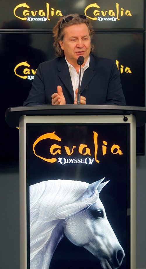 BORIS MINKEVICH / WINNIPEG FREE PRESS
Cavalia Odysseo, the worlds largest touring production, returns to Winnipeg press conference at Bell MTS Place.
Normand Latourelle, Cavalia Odysseo's Founder & Artistic Director talks about it at the press conference. Dec. 12, 2017