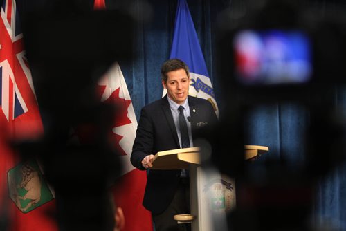 RUTH BONNEVILLE / WINNIPEG FREE PRESS

Mayor Brian Bowman talks to the media at presser during break in session Tuesday.

Winnipeg's City council debate budget for  2018 at City Hall Tuesday.  
Some of the debates are on a 25-cent transit fare hike, taxi services and a $1.50-an-hour rise in parking costs.



Dec 12, 2017