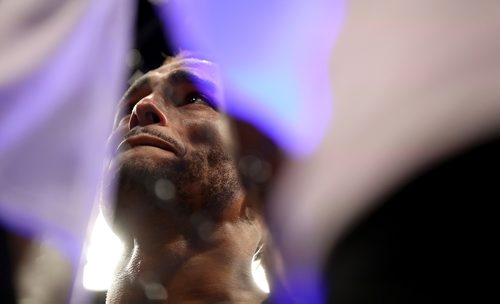 TREVOR HAGAN / WINNIPEG FREE PRESS
Danny Roberts looks on after being knocked out by Nordine Taleb early in the first round of their welterweight fight at UFC on Fox 26 at Bell MTS Place, Saturday, December 16, 2017.