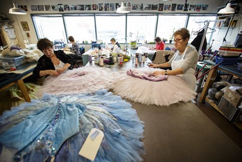 MIKE DEAL / WINNIPEG FREE PRESS
Seamstress Rose Curatolo (left) and Gabriella Barone (right) at Canadas Royal Winnipeg Ballet in the costumes department working on tutu's for an upcoming show. Nutcracker
171218 - Monday, December 18, 2017.