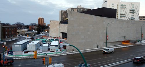WAYNE GLOWACKI / WINNIPEG FREE PRESS

The construction site for the Winnipeg Art Gallerys Inuit Art Centre on St. Mary Ave. and Memorial Blvd.   Dec. 19  2017