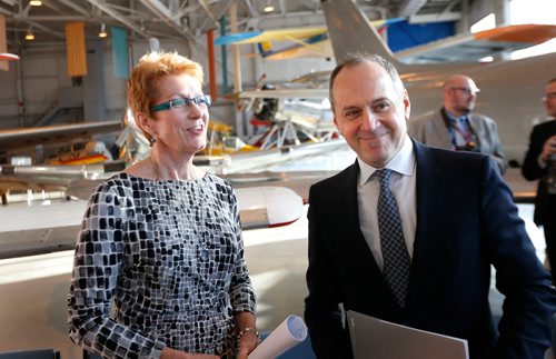 WAYNE GLOWACKI / WINNIPEG FREE PRESS

Helen Halliday, president and CEO, Royal Aviation Museum of Western Canada and Stephen Borys, director and CEO, Winnipeg Art Gallery at the funding announcement for Manitobas museums, archives and heritage organizations held at the Royal Aviation Museum of Western Canada Tuesday morning.  Nick Martin story Dec. 19  2017