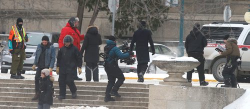 WAYNE GLOWACKI / WINNIPEG FREE PRESS

The film crew  on the Manitoba Legislative grounds Wednesday¤working on the TV movie Nellie Bly that will air sometime in 2018. Directed by Karen Moncrieff, the¤TV movie production  is scheduled to be here¤until Dec. 21. Dec. 20  2017