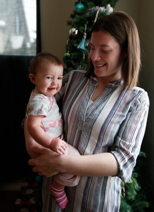 WAYNE GLOWACKI / WINNIPEG FREE PRESS

Ashton Kehler and her miracle baby daughter Lilly.  A year ago, a miraculous surgery led to a most unique delivery of Lily at HSC.Alex Paul story  Dec. 20  2017