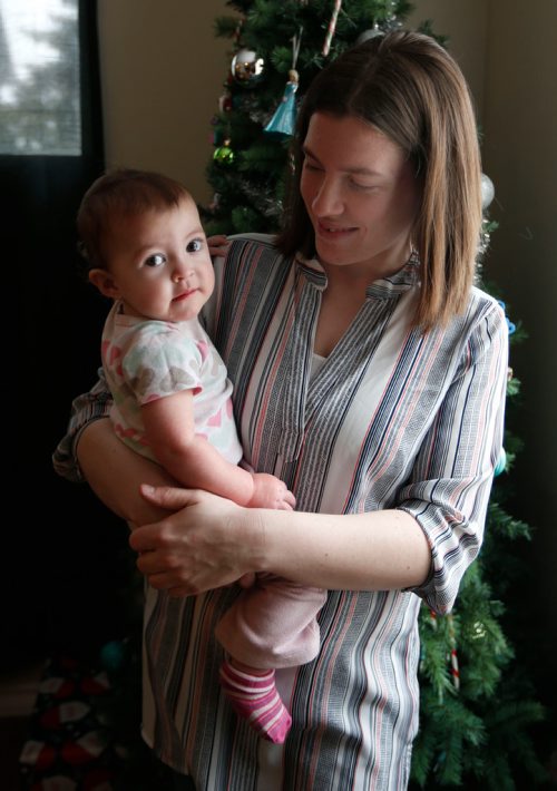 WAYNE GLOWACKI / WINNIPEG FREE PRESS

Ashton Kehler and her miracle baby daughter Lily. A year ago, a miraculous surgery led to a most unique delivery of Lily at HSC. Alex Paul story  Dec. 20  2017