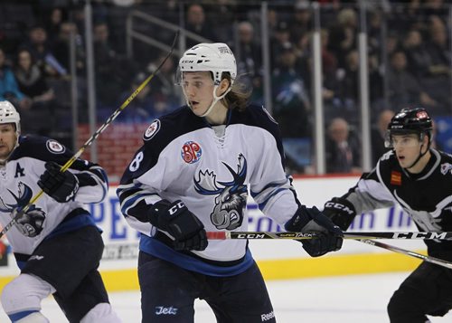 RUTH BONNEVILLE / WINNIPEG FREE PRESS

Manitoba Moose #8 Sami Niku  on ice playing against  San Antonio Rampage at MTS Centre Friday night.   

Dec 22, 2017
