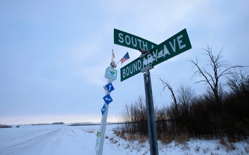 WAYNE GLOWACKI / WINNIPEG FREE PRESS 

 Boundary Ave. the international border road at Emerson, Mb. where many border crossers have entered Canada.     Dylan Robertson story   Dec. 28  2017