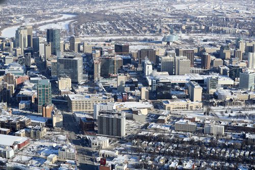 TREVOR HAGAN / WINNIPEG FREE PRESS
Aerial photographs of downtown featuring construction of True North Square, Wednesday, December 27, 2017.