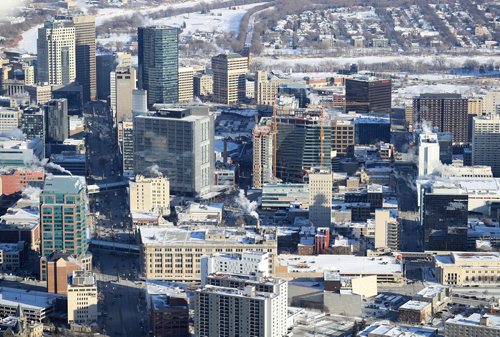 TREVOR HAGAN / WINNIPEG FREE PRESS
Aerial photographs of downtown featuring construction of True North Square, Wednesday, December 27, 2017.