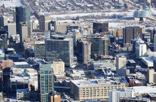 TREVOR HAGAN / WINNIPEG FREE PRESS
Aerial photographs of downtown featuring construction of True North Square, Wednesday, December 27, 2017.