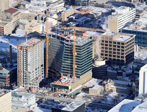 TREVOR HAGAN / WINNIPEG FREE PRESS
Aerial photographs of downtown featuring construction of True North Square, Wednesday, December 27, 2017.