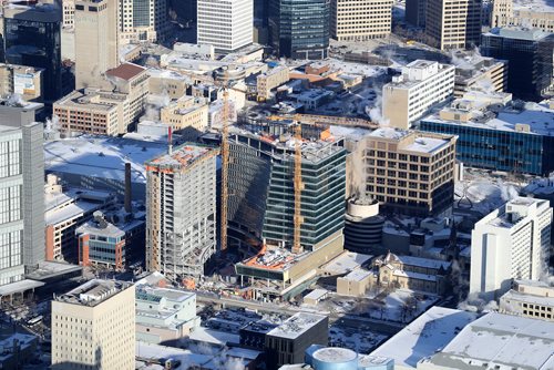 TREVOR HAGAN / WINNIPEG FREE PRESS
Aerial photographs of downtown featuring construction of True North Square, Wednesday, December 27, 2017.