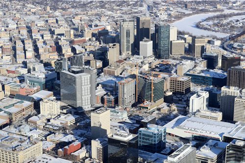 TREVOR HAGAN / WINNIPEG FREE PRESS
Aerial photographs of downtown featuring construction of True North Square, Wednesday, December 27, 2017.