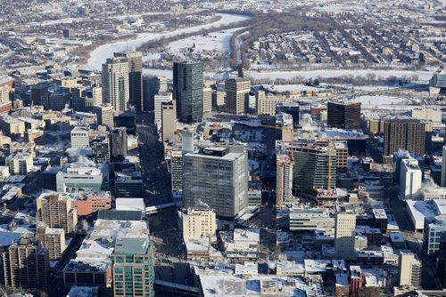 TREVOR HAGAN / WINNIPEG FREE PRESS
Aerial photographs of downtown featuring construction of True North Square, Wednesday, December 27, 2017.