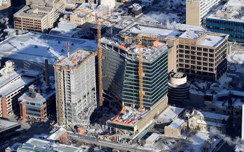 TREVOR HAGAN / WINNIPEG FREE PRESS
Aerial photographs of downtown featuring construction of True North Square, Wednesday, December 27, 2017.