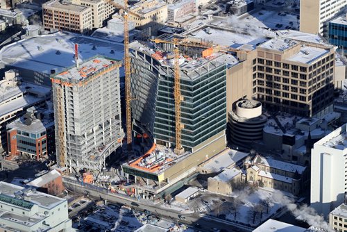 TREVOR HAGAN / WINNIPEG FREE PRESS
Aerial photographs of downtown featuring construction of True North Square, Wednesday, December 27, 2017.