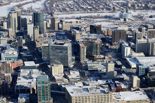 TREVOR HAGAN / WINNIPEG FREE PRESS
Aerial photographs of downtown featuring construction of True North Square, Wednesday, December 27, 2017.