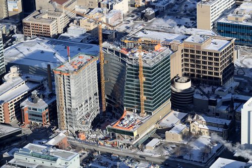 TREVOR HAGAN / WINNIPEG FREE PRESS
Aerial photographs of downtown featuring construction of True North Square, Wednesday, December 27, 2017.