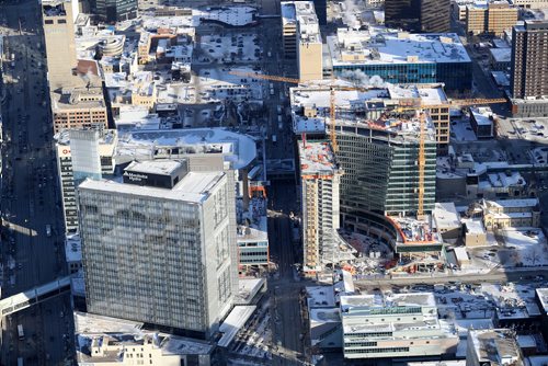 TREVOR HAGAN / WINNIPEG FREE PRESS
Aerial photographs of downtown featuring construction of True North Square, Wednesday, December 27, 2017.