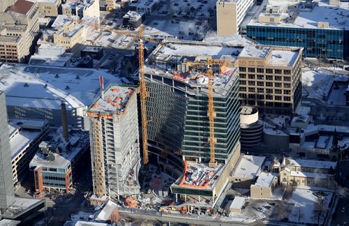 TREVOR HAGAN / WINNIPEG FREE PRESS
Aerial photographs of downtown featuring construction of True North Square, Wednesday, December 27, 2017.