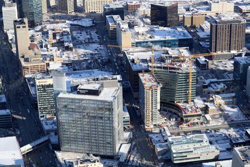 TREVOR HAGAN / WINNIPEG FREE PRESS
Aerial photographs of downtown featuring construction of True North Square, Wednesday, December 27, 2017.