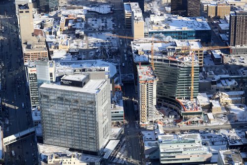 TREVOR HAGAN / WINNIPEG FREE PRESS
Aerial photographs of downtown featuring construction of True North Square, Wednesday, December 27, 2017.