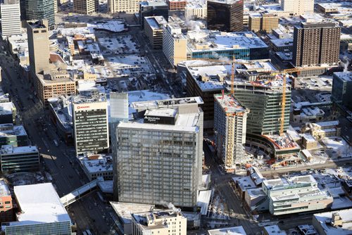 TREVOR HAGAN / WINNIPEG FREE PRESS
Aerial photographs of downtown featuring construction of True North Square, Wednesday, December 27, 2017.