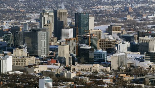 TREVOR HAGAN / WINNIPEG FREE PRESS
Aerial photographs of downtown featuring construction of True North Square, Wednesday, December 27, 2017.