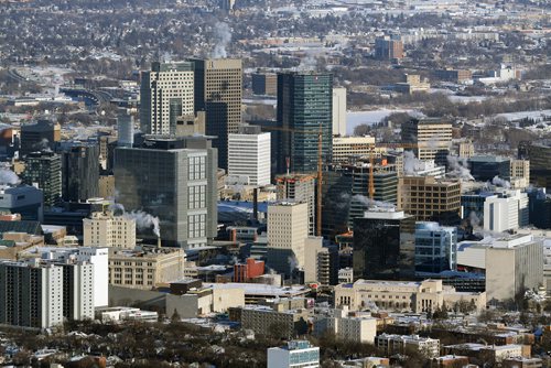 TREVOR HAGAN / WINNIPEG FREE PRESS
Aerial photographs of downtown featuring construction of True North Square, Wednesday, December 27, 2017.