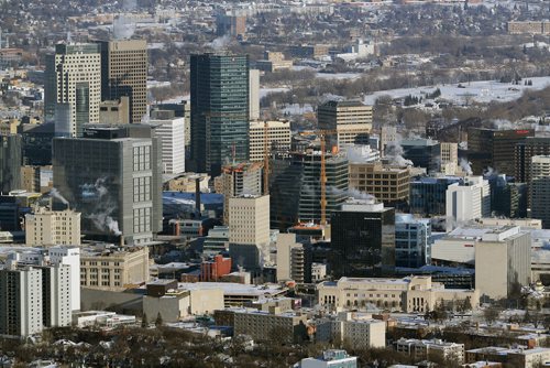 TREVOR HAGAN / WINNIPEG FREE PRESS
Aerial photographs of downtown featuring construction of True North Square, Wednesday, December 27, 2017.