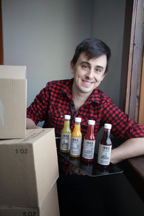 RUTH BONNEVILLE / WINNIPEG FREE PRESS

49.8  Intersection piece on Patrick's biz, 1882 Hot Sauces - Since September, Patrick has been producing fruit-based hot sauces, which he sells at farmers' markets around the city (even in the winter, he's at the downtown farmers' market every 2nd thursday. He's up to four unique flavours - including a blueberry ghost pepper sauce. 
Story is due to run a week from Saturday, on Jan 6.
Dec 29, 2017
