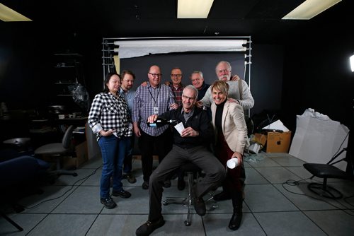 RUTH BONNEVILLE / WINNIPEG FREE PRESS

Winnipeg Free Press Photographer Wayne Glowacki has his photo taken with some of his colleges in the dark room at the Free Press Building on his last day of work Friday.


Dec 29, 2017
