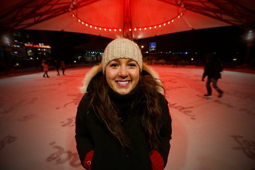 JOHN WOODS / WINNIPEG FREE PRESS
Karly Tardiff, director for Chain For Change, is photographed at The Forks skating rink Tuesday, January 2, 2018. Tardiff is hoping to to get 400 ice skaters out February 4th to break a world record and to fundraise for CancerCare Manitoba.