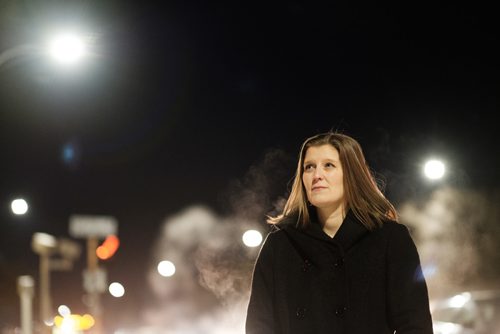 Daniel Crump / Winnipeg Free Press. Angela Gregory, a St. James resident, noticed LED street lights strobing and worries if her epileptic mother saw them the lights may trigger a seizure. January 3, 2018.