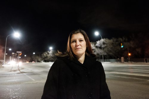 Daniel Crump / Winnipeg Free Press. Angela Gregory, a St. James resident, noticed LED street lights strobing and worries if her epileptic mother saw them the lights may trigger a seizure. January 3, 2018.