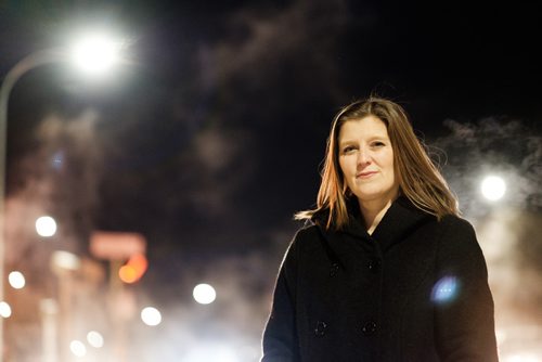 Daniel Crump / Winnipeg Free Press. Angela Gregory, a St. James resident, noticed LED street lights strobing and worries if her epileptic mother saw them the lights may trigger a seizure. January 3, 2018.