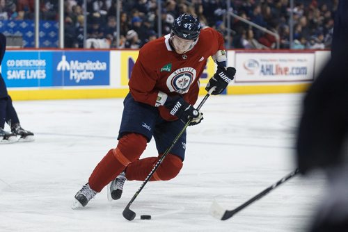 MIKE DEAL / WINNIPEG FREE PRESS
Winnipeg Jets' Tyler Myers (57) during practice at Bell MTS Place.
180104 - Thursday, January 04, 2018.