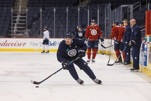 MIKE DEAL / WINNIPEG FREE PRESS
Winnipeg Jets' Jack Roslovic (52) during practice at Bell MTS Place.
180104 - Thursday, January 04, 2018.