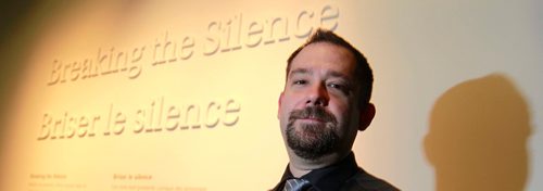 BORIS MINKEVICH / WINNIPEG FREE PRESS
Jeremy Maron is a researcher/curator at Canadian Museum for Human Rights. Here he poses in the Breaking Silence Gallery. Kevin Rollason story. January 8, 2018