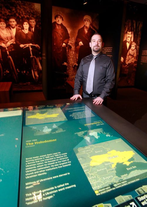 BORIS MINKEVICH / WINNIPEG FREE PRESS
Jeremy Maron is a researcher/curator at Canadian Museum for Human Rights. Here he poses in the Breaking Silence Gallery. Kevin Rollason story. January 8, 2018