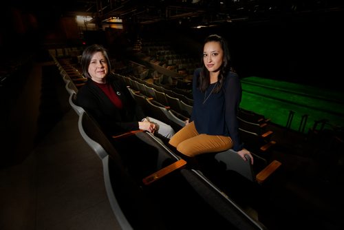 JOHN WOODS / WINNIPEG FREE PRESS
Tracey Loewen (L), General Manager of Prairie Theatre Exchange (PTE) and Jenna Khan, Director of Publicity are photographed at the theatre Monday, January 8, 2018. The Royal Manitoba Theatre Centre and PTE have signed on to a national campaign, Not in Our Space, launched by the Canadian Actors Equity Association to prevent harassment and protect actors in theatre spaces.